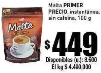 Cooperativa Obrera Malta PRIMER PRECIO, instantánea, sin cafeína, 100 g oferta
