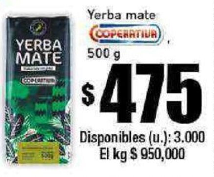 Cooperativa Obrera Yerba mate COPERATIVA 500g oferta