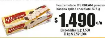 Cooperativa Obrera Postre helado ICE CREAM, princesa, banana split o chocolate, 575 g oferta