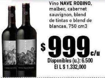 Cooperativa Obrera Vino NAVE ROBINO, malbec, cabernet sauvignon, blend de tintas o blend de blancas, 750 cm3 oferta