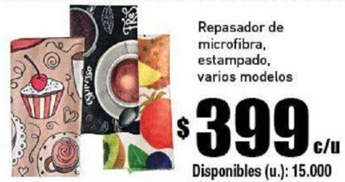 Cooperativa Obrera Repasador de microfibra, estampado, varios modelos oferta