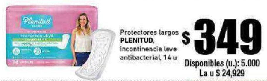 Cooperativa Obrera Protectores largos PLENITUD, incontinencia leve antibacterial, 14 u oferta