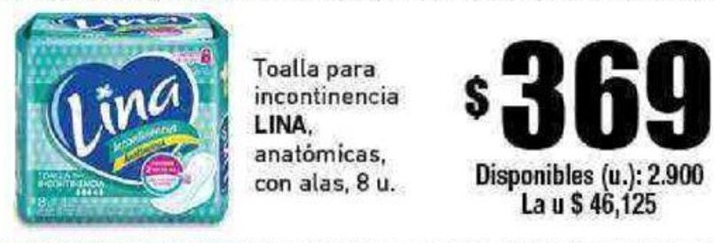 Cooperativa Obrera Toalla para incontinencia LINA, anatómicas, con alas, 8 u. oferta