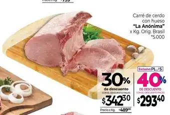 La Anonima "La Anónima" Carré de cerdo con hueso x kg oferta
