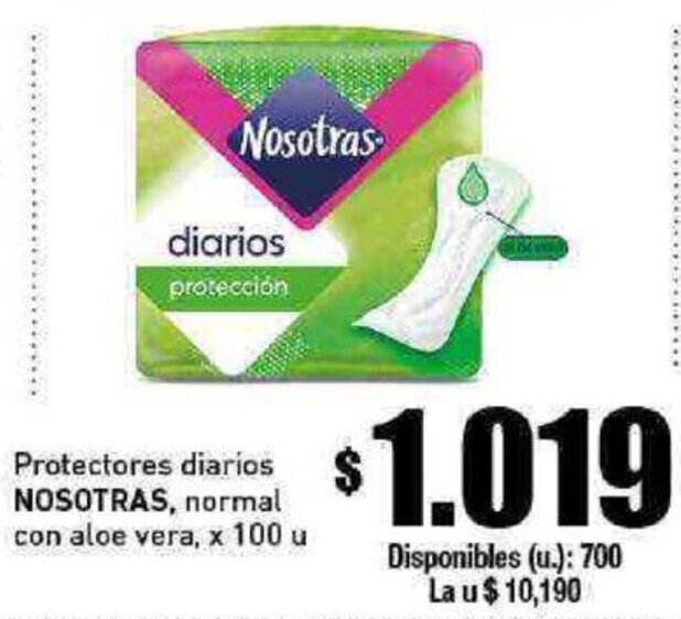 Cooperativa Obrera Protectores diarios NOSOTRAS, normal con aloe vera, x 100 u oferta
