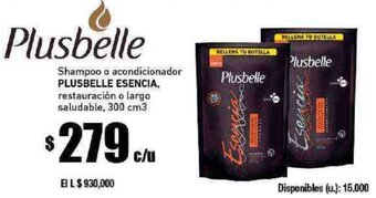 Cooperativa Obrera Shampoo o acondicionador PLUSBELLE ESENCIA, restauración o largo saludable, 300 cm3 oferta