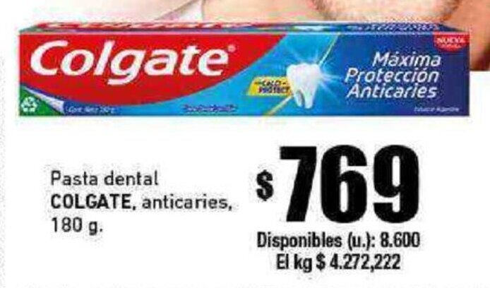Cooperativa Obrera Pasta dental COLGATE, anticaries, 180G oferta