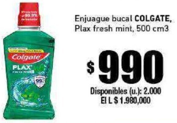 Cooperativa Obrera Enjuague bucal COLGATE, Plax fresh mint, 500 cm3 oferta