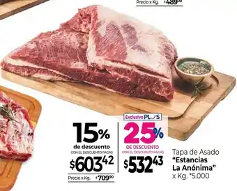 La Anonima "Estancias La Anónima" Tapa de Asado x kg oferta