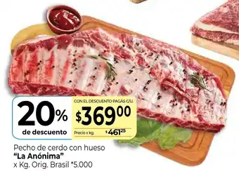 La Anonima "La Anónima" Pecho de cerdo con hueso x kg oferta