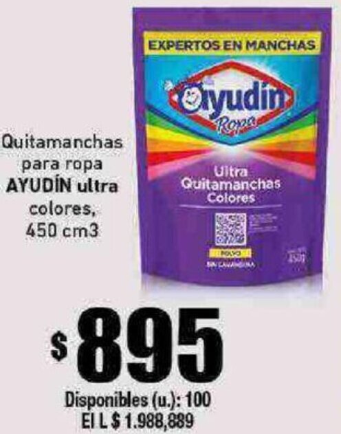 Cooperativa Obrera Quitamanchas para ropa AYUDÍN ultra colores, 450 cm3 oferta