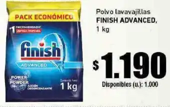 Cooperativa Obrera Polvo lavavajillas FINISH ADVANCED, 1 kg oferta