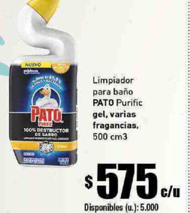Cooperativa Obrera Limpiador para baño PATO Purific gel, varias fragancias, 500 cm3 oferta