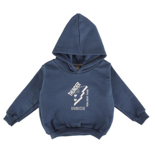 Coto Buzo niño/a con capucha estampado  petroleo talle 4 oferta