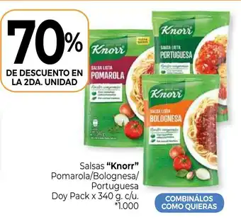 La Anonima Knorr Salsas Pomarola/Bolognesa/Portuguesa Doy Pack x 340g oferta