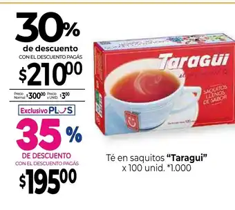 La Anonima Taragui Té en saquitos x 100 unid oferta