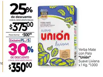 La Anonima Union Yerba Mate con Palo Suave Liviana x 1kg oferta