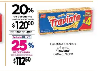La Anonima Traviata Galletitas Crackers x 4 unid / x 404 g oferta