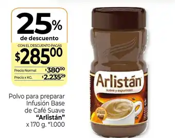 La Anonima Arlistán Polvo para preparar infusión Base de Café Suave x 170g oferta