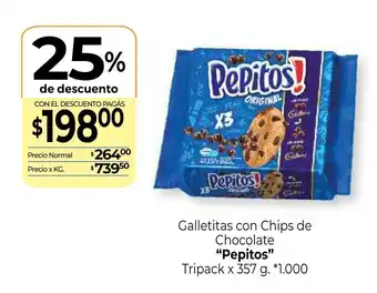 La Anonima Pepitos Galletitas con Chips de Chocolate Tripack x 357 g oferta