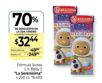 La Anonima La Serenisima Fórmula láctea L.V. Baby 3 x 200cc oferta