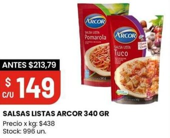 Changomas SALSAS LISTAS ARCOR 340 GR oferta