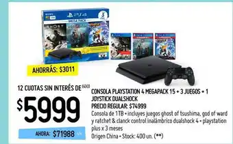 Punto Mayorista Consola Playstation 4 Megapack 15 + 3 Juegos + 1 Joystick Dualshock oferta