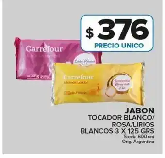 Carrefour Maxi Jabón de tocador carrefour blanco/rosa/lirios blancos 3 x 125g oferta