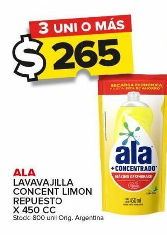 Carrefour Maxi Lavavajilla ala concentrado limón repuesto x 450cc oferta