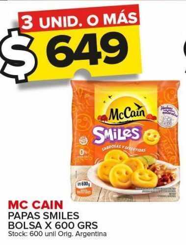 Carrefour Maxi Papas mc cain smiles x 600g oferta