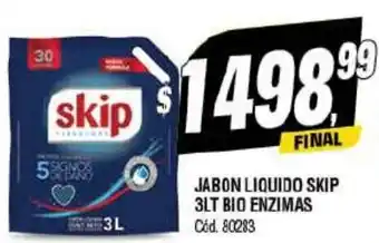 Supermercados Yaguar JABON LIQUIDO SKIP 3LT BIO ENZIMAS oferta