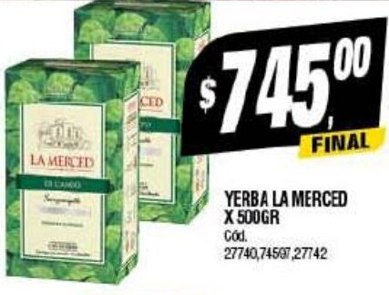 Supermercados Yaguar YERBA LA MERCED X 500GR oferta
