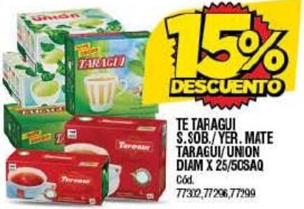 Supermercados Yaguar TE TARAGUI S.SOB./YER. MATE TARAGUI/UNION DIAM X 25/50SAQ Cód. oferta