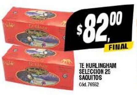 Supermercados Yaguar TE HURLINGHAM SELECCION 25 SAQUITOS Cód.76552 oferta