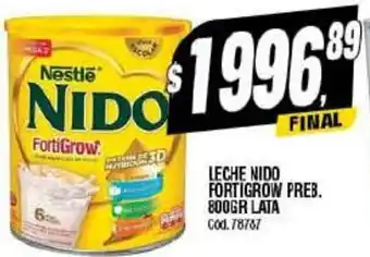 Supermercados Yaguar LECHE NIDO FORTIGROW PREB. 800GR LATA Cod. 78787 oferta