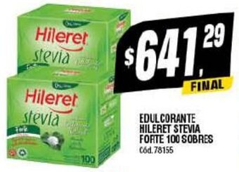 Supermercados Yaguar EDULCORANTE HILERET STEVIA FORTE 100 SOBRES Cód.78155 oferta