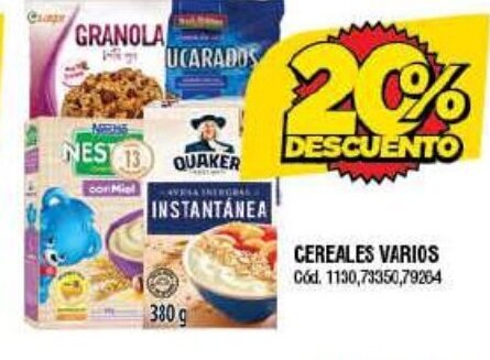 Supermercados Yaguar CEREALES VARIOS Cód. 1130,73350,79264 oferta