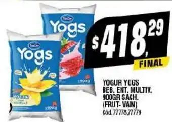 Supermercados Yaguar YOGUR YOGS BEB. ENT. MULTIV. 900GR SACH oferta