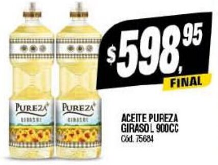 Supermercados Yaguar ACEITE PUREZA GIRASOL 900CC Cód. 75684 oferta