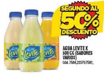 Supermercados Yaguar AGUA LEVITEX 500 CC (SABORES VARIOS) Cód. 7584,220797582, oferta