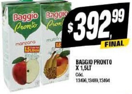 Supermercados Yaguar BAGGIO PRONTO X 1,5LT oferta