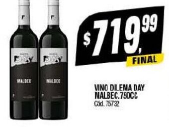 Supermercados Yaguar VINO DILEMA DAY MALBEC.750CC oferta