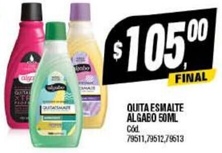 Supermercados Yaguar QUITA ESMALTE ALGABO 50ML Cód. oferta