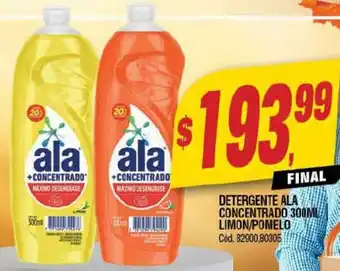 Supermercados Yaguar DETERGENTE ALA CONCENTRADO 300ML LIMON/POMELO Cód. 82900,80305 oferta