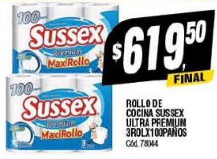 Supermercados Yaguar ROLLO DE COCINA SUSSEX ULTRA PREMIUM 3ROLX100PAÑOS Cód. 78044 oferta