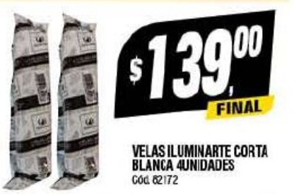 Supermercados Yaguar VELAS ILUMINARTE CORTA BLANCA 4UNIDADES God 82172 oferta
