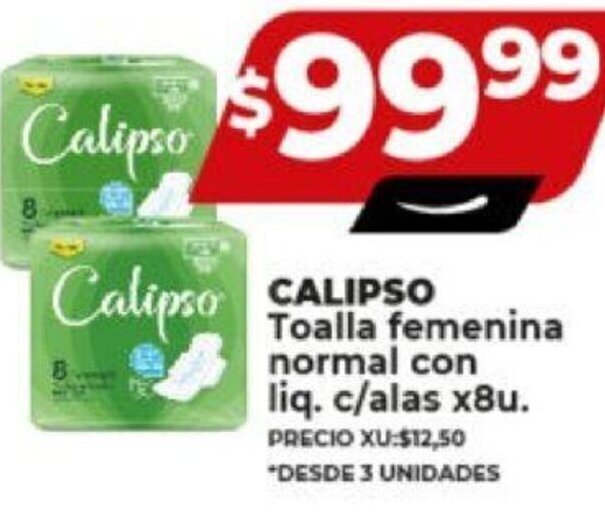 Supermayorista Vital Calipso Toalla femenina normal con liq. c/alas x8u. v oferta