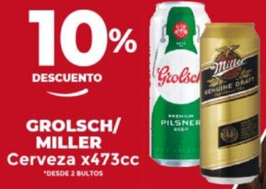 Supermayorista Vital GROLSCH/ MILLER Cerveza x473cc oferta