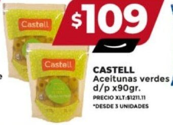 Supermayorista Vital CASTELL Aceitunas verdes d/p x90gr. oferta