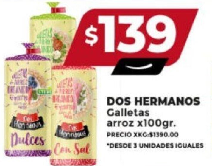 Supermayorista Vital DOS HERMANOS Galletas arroz x100gr. oferta